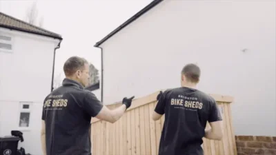 Brighton Bike Sheds workshop team building a bike shed