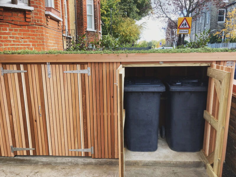 Bike shed installation shown on the product information page