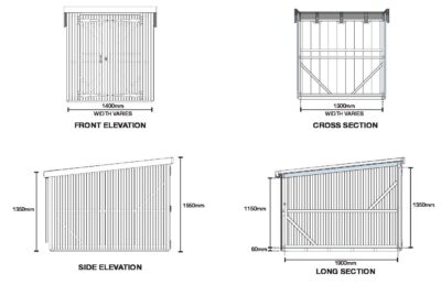 Diagram of Brighton Bike Sheds product specifications and dimensions