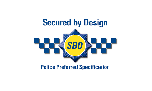 Secured by Design accreditation logo shown on the trade page
