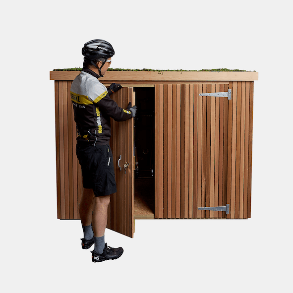 Slot-In Bike Shed in pale grey cladding
