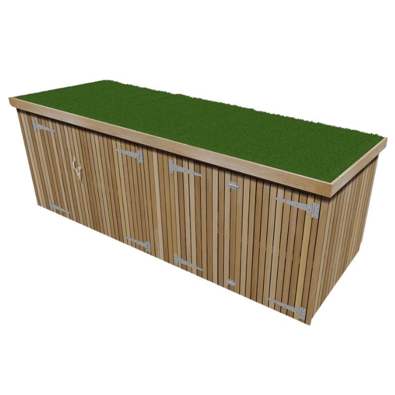 Corten Steel Bike Shed with an added bin store extension