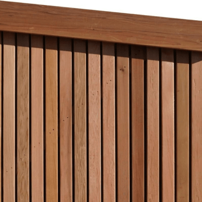 Sample of slatted Western Red Cedar cladding on a Wheelie Bin Shed