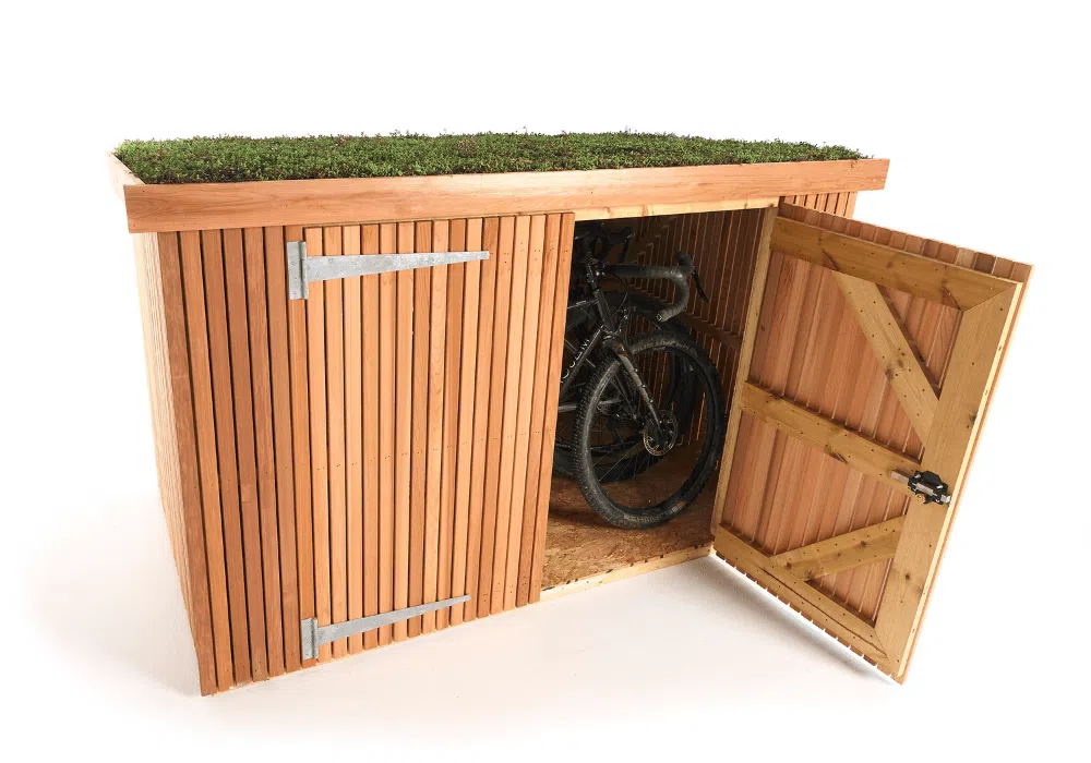 Classic Bike Shed with bikes stored front-to-back in a stacked arrangement (1 of 5)