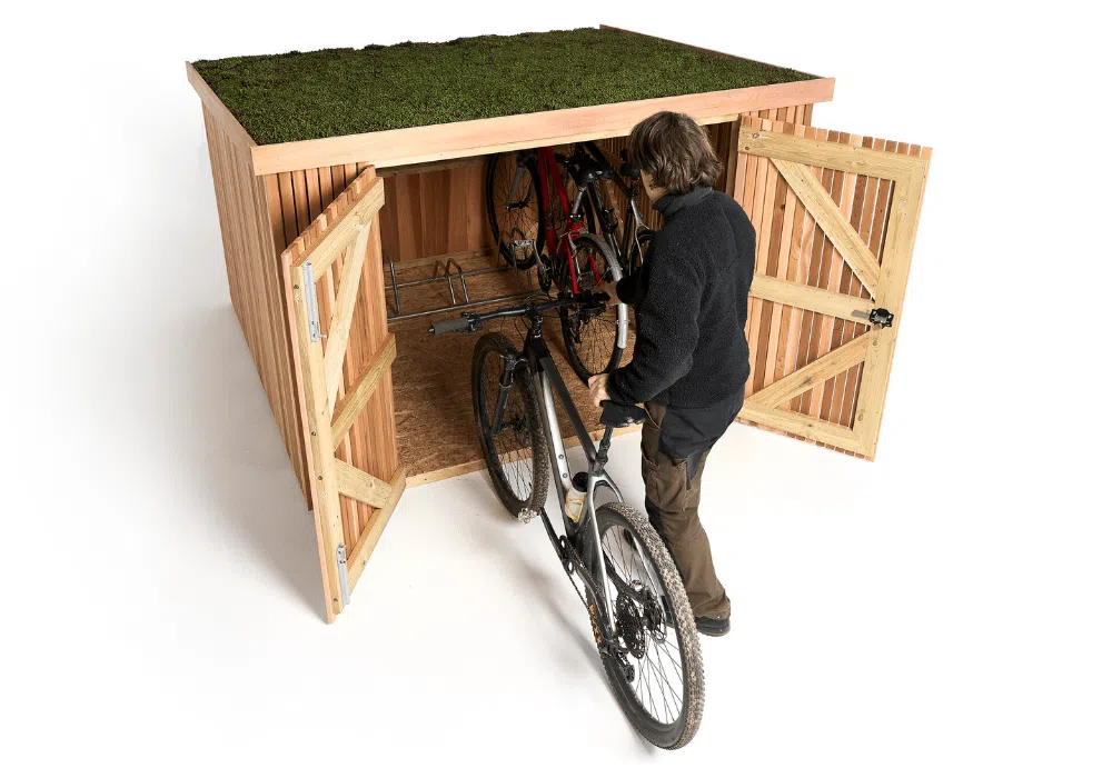 slot-in bike shed for easy access